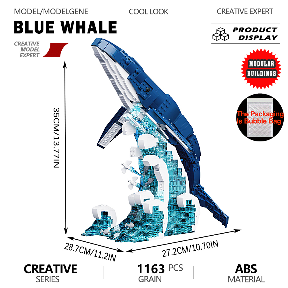 Interior Design Build - Ocean Blue Whale Model Building Blocks