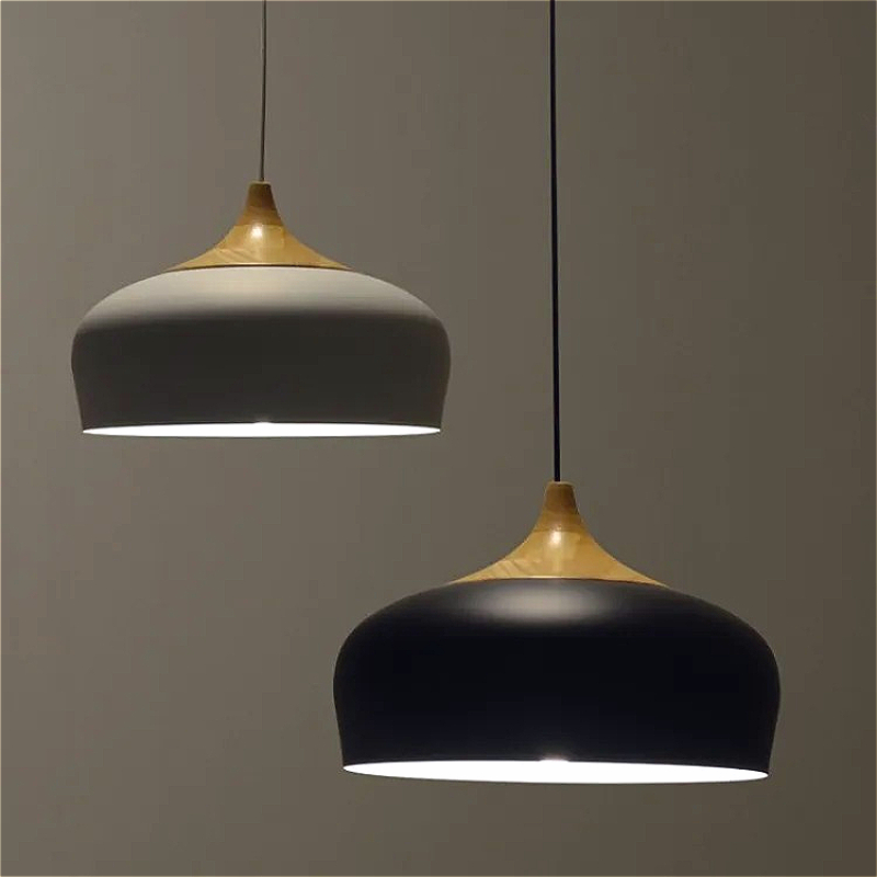 Interior Design White And Wood - Nordic Aluminum Big Lampshade Ceiling Chandelier