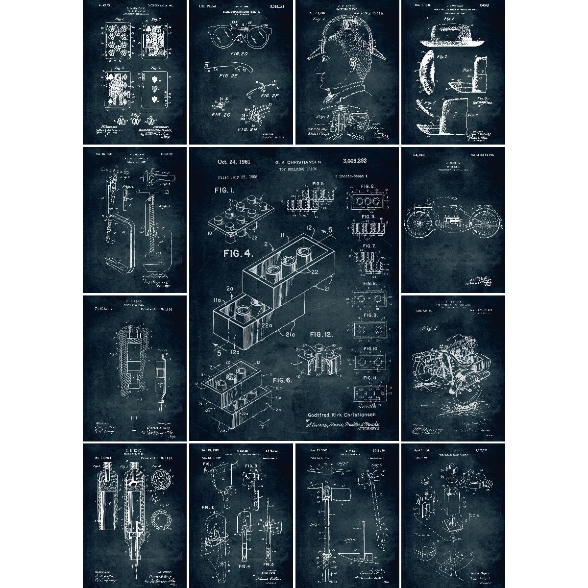 Interior Design Build - Vintage Toy Building Brick Blueprint Poster