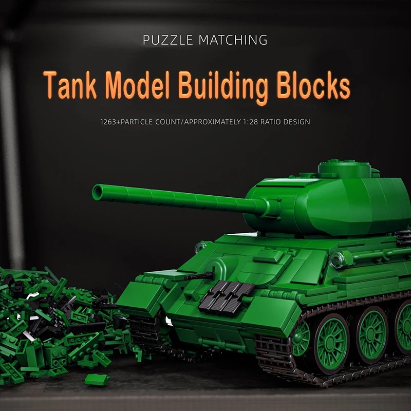 Interior Design Build - T34-85 Tank Model Kit - 1263PCS