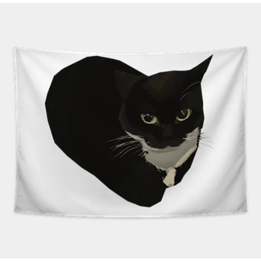 Interior Design Whimsical - Black Cat Portrait Tapestry Whimsical Feline