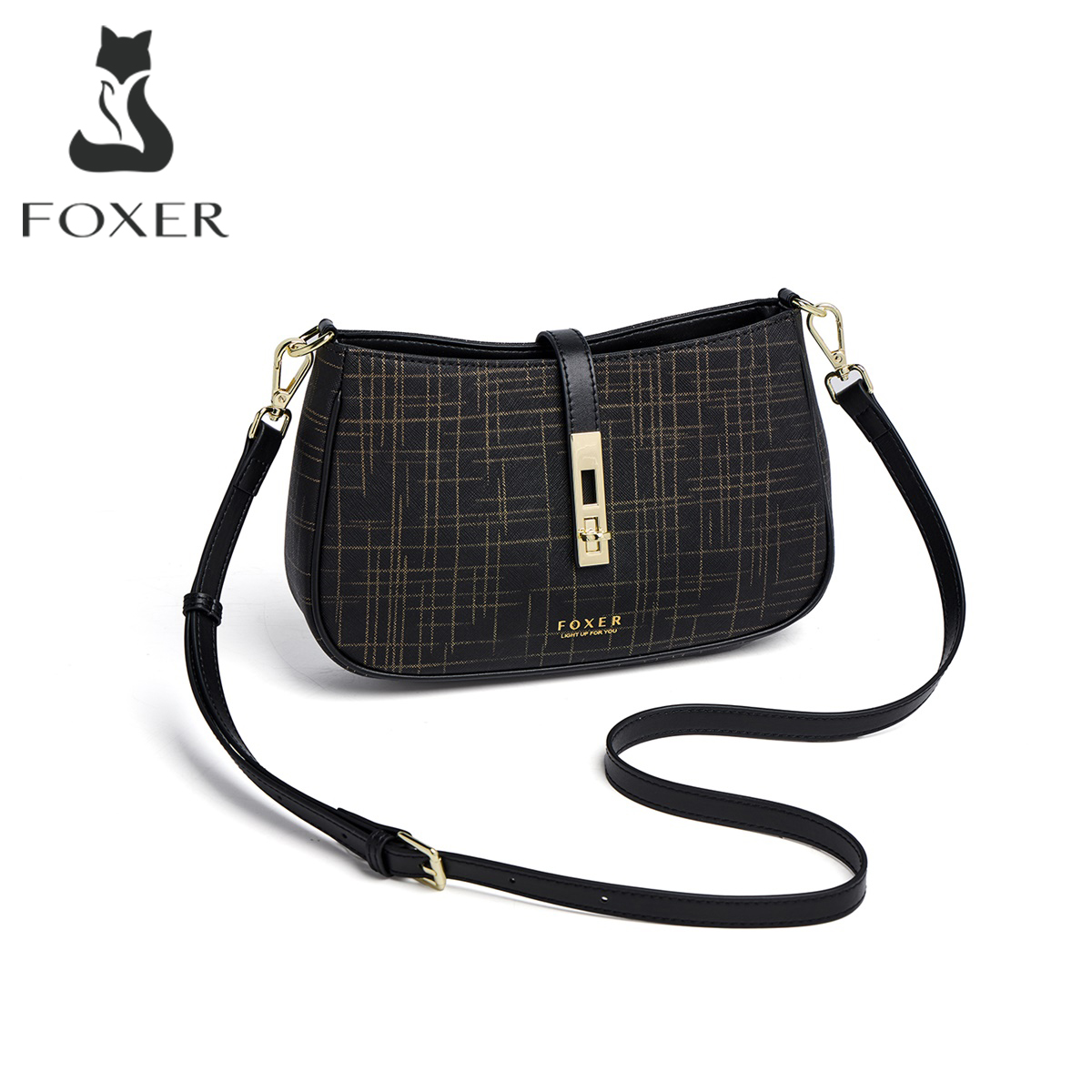 Interior Design Grid - FOXER Split Leather Women Shoulder Hobo