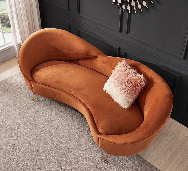 Interior Design Luxury Living Room - -Light Luxury Fabric 3-seat Sofa Special-shaped