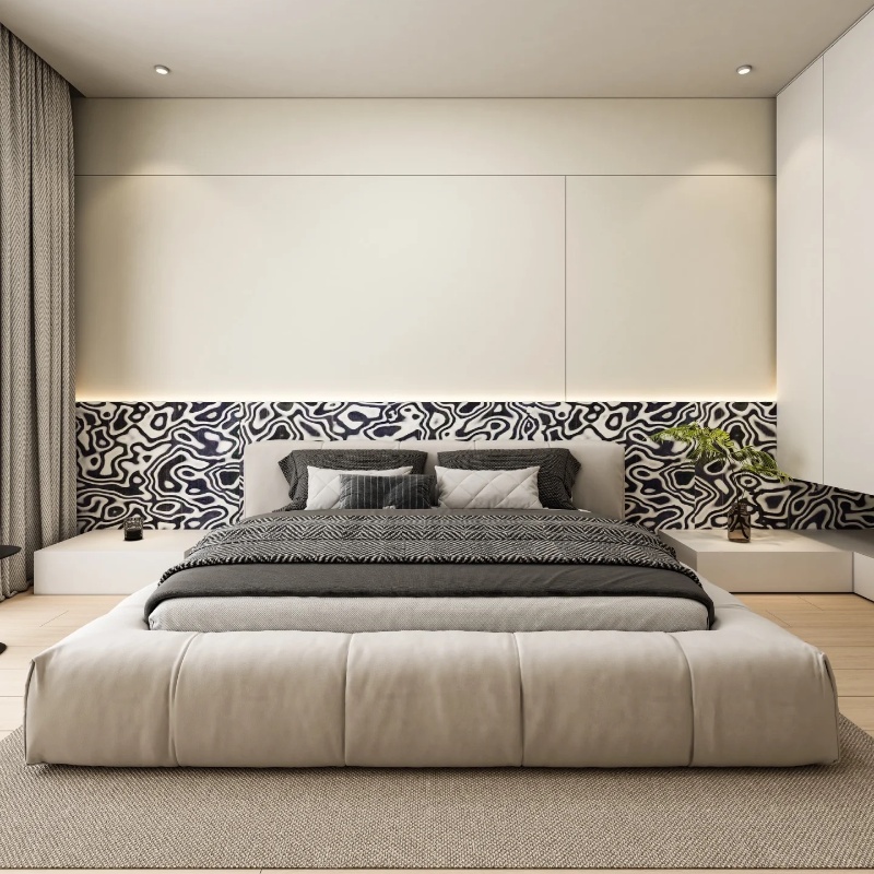 Tech Black White Graphic Wood  - Interior Design White And Wood ulasan dan harga