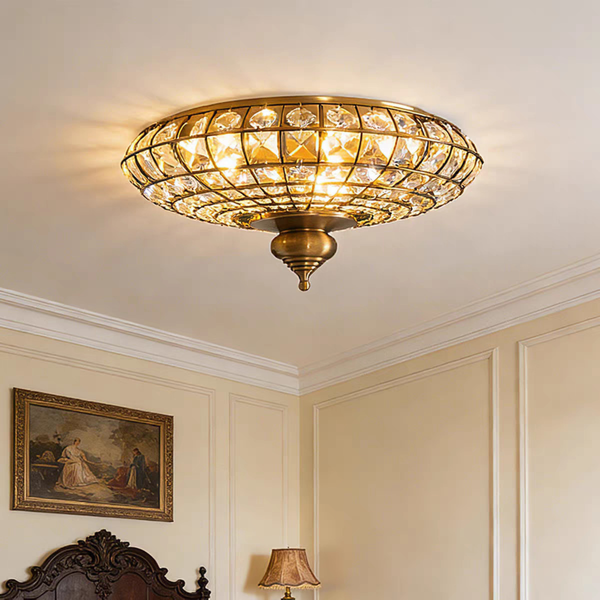 American-style Crystal LED Cei - Interior Design Luxury Living Room ulasan dan harga