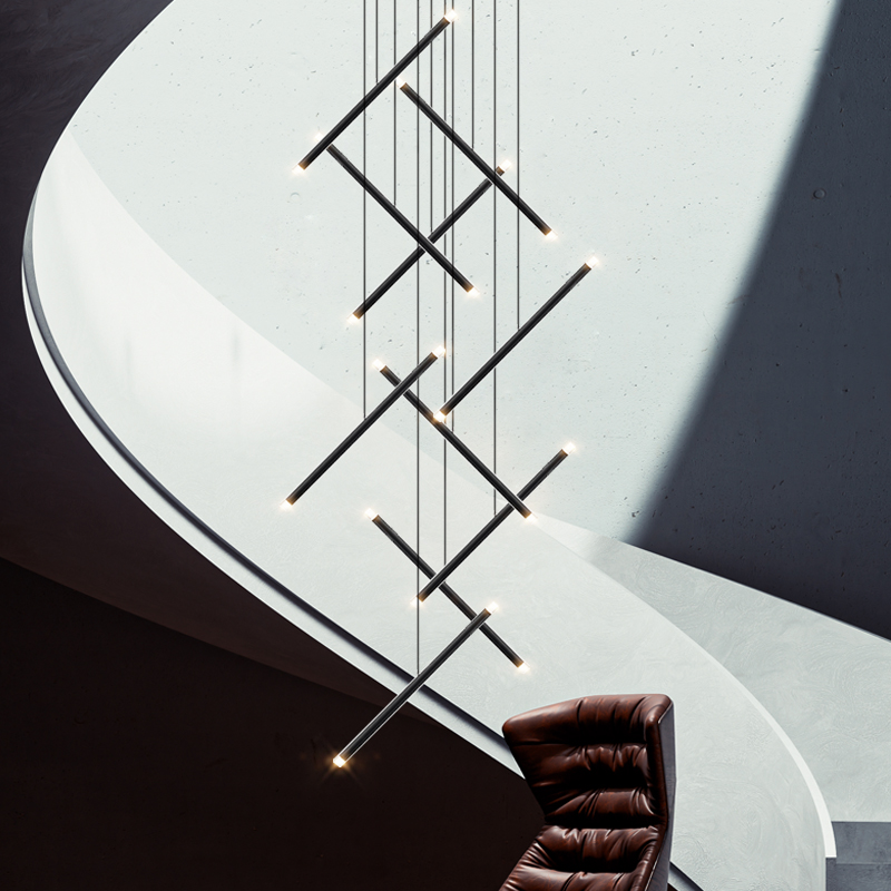 Modern Chandelier LED Stair Ch - Interior Design Hall ulasan dan harga