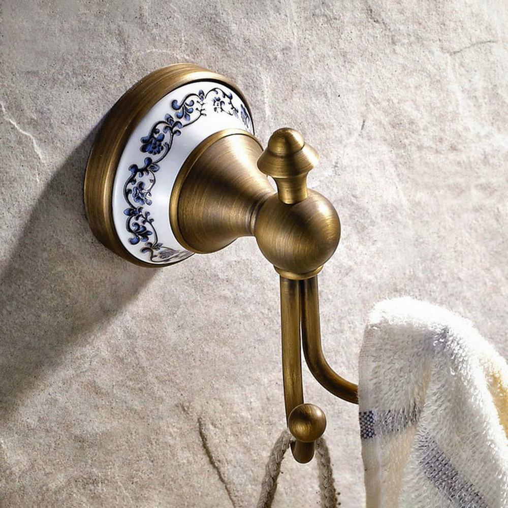 Antique Brass Ceramic base Wal - Antique Brass Hook ulasan dan harga