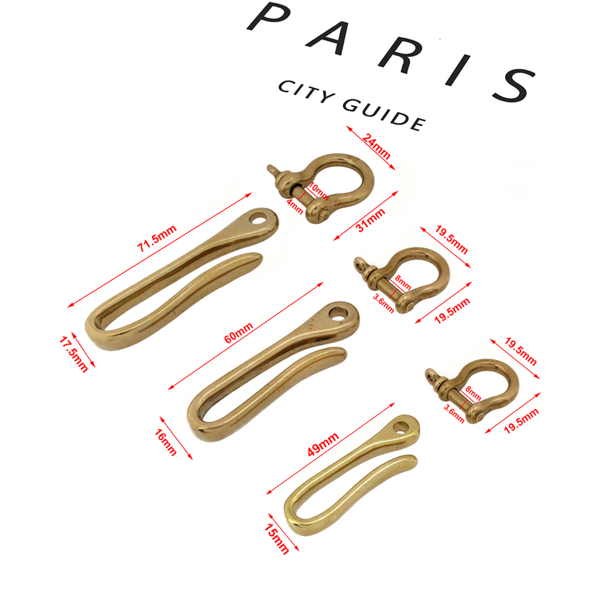 Belt U Hook Brass Keychain Fob - Antique Brass Hook ulasan dan harga