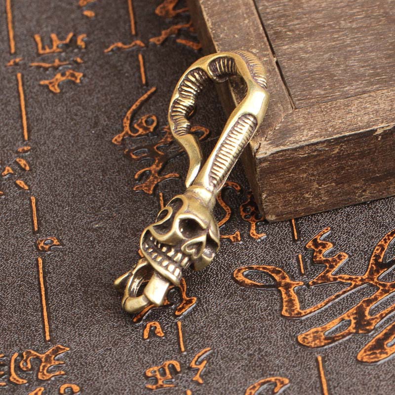 Solid Brass Keychain Skull Hea - Antique Brass Hook ulasan dan harga